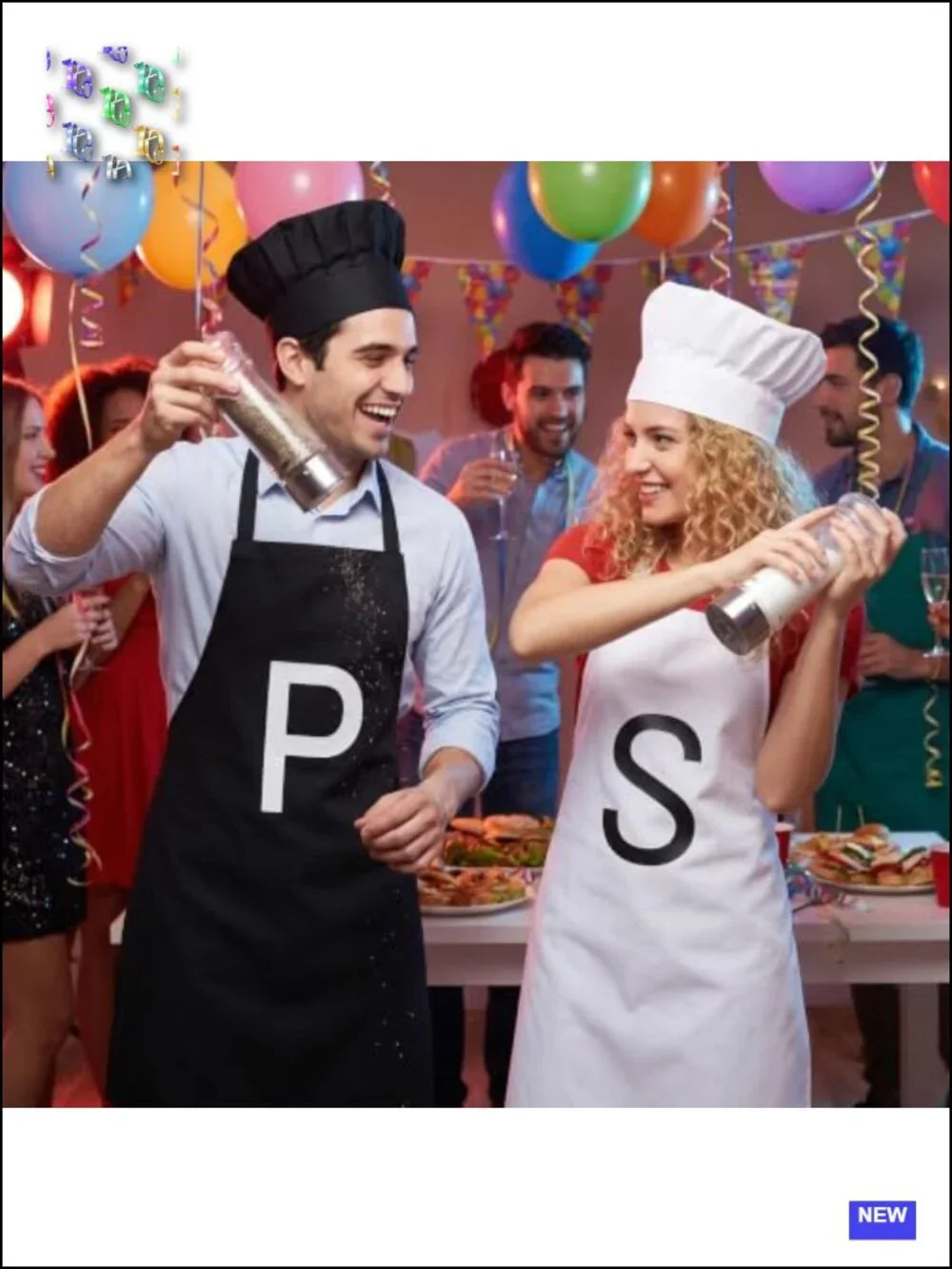 Salt and Pepper Apron & Chef Hat Set for Adults - Polyester Costume